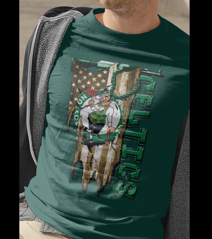 Boston Celtics Vintage American Flag T-Shirt