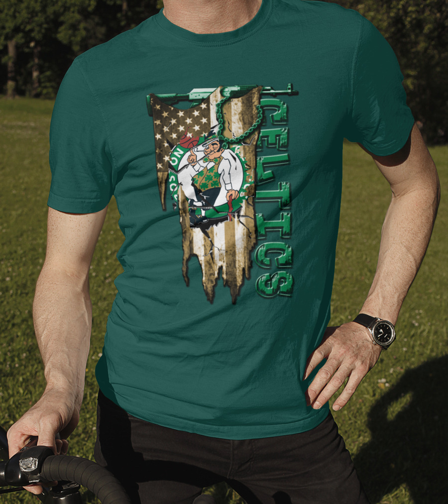 Boston Celtics Vintage American Flag T-Shirt