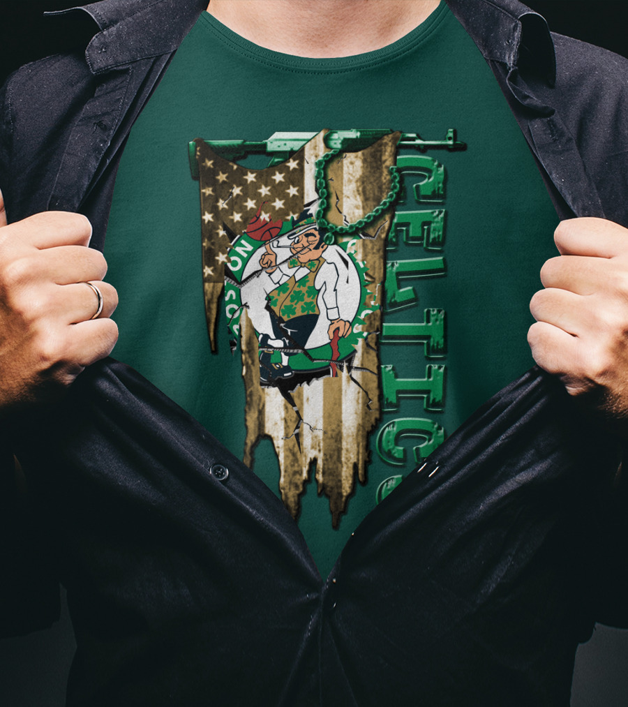 Boston Celtics Vintage American Flag T-Shirt