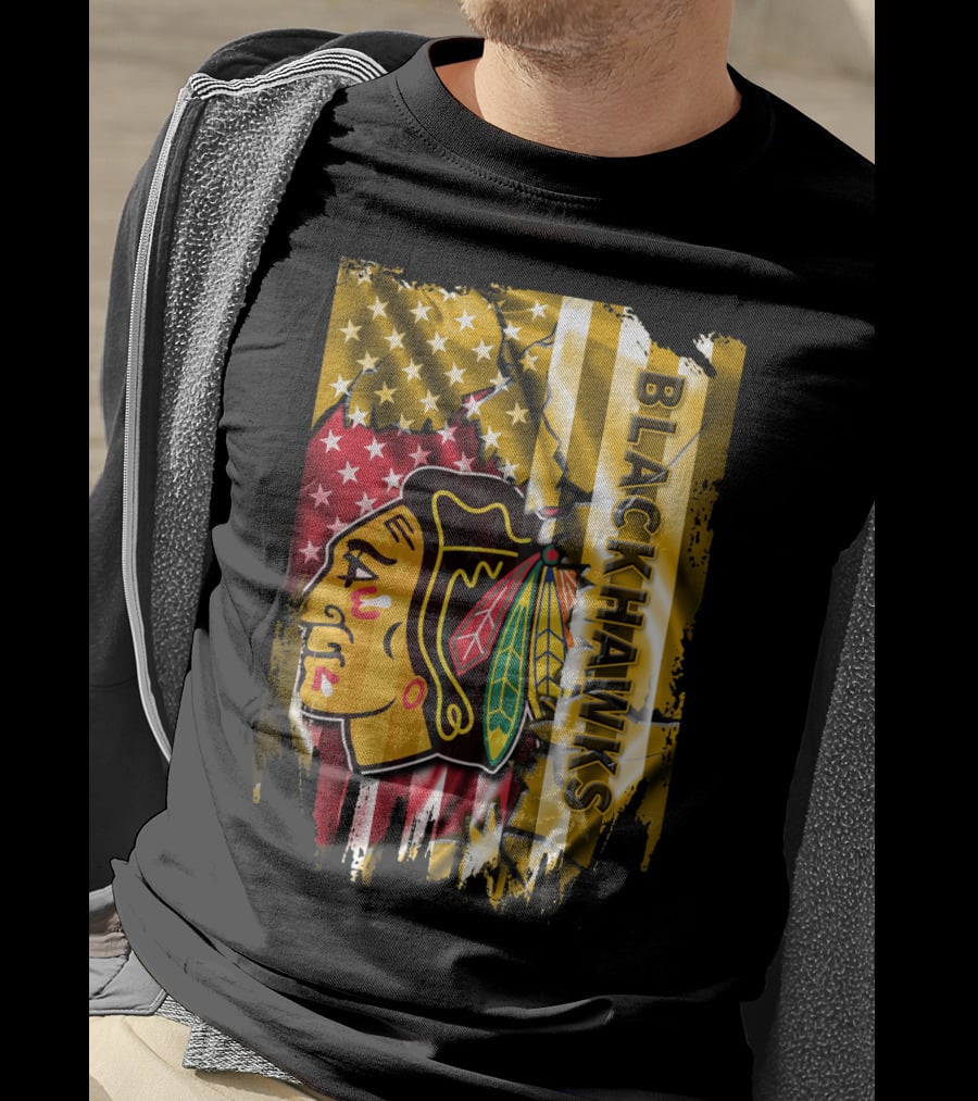 Blackhawks American Flag T-Shirt