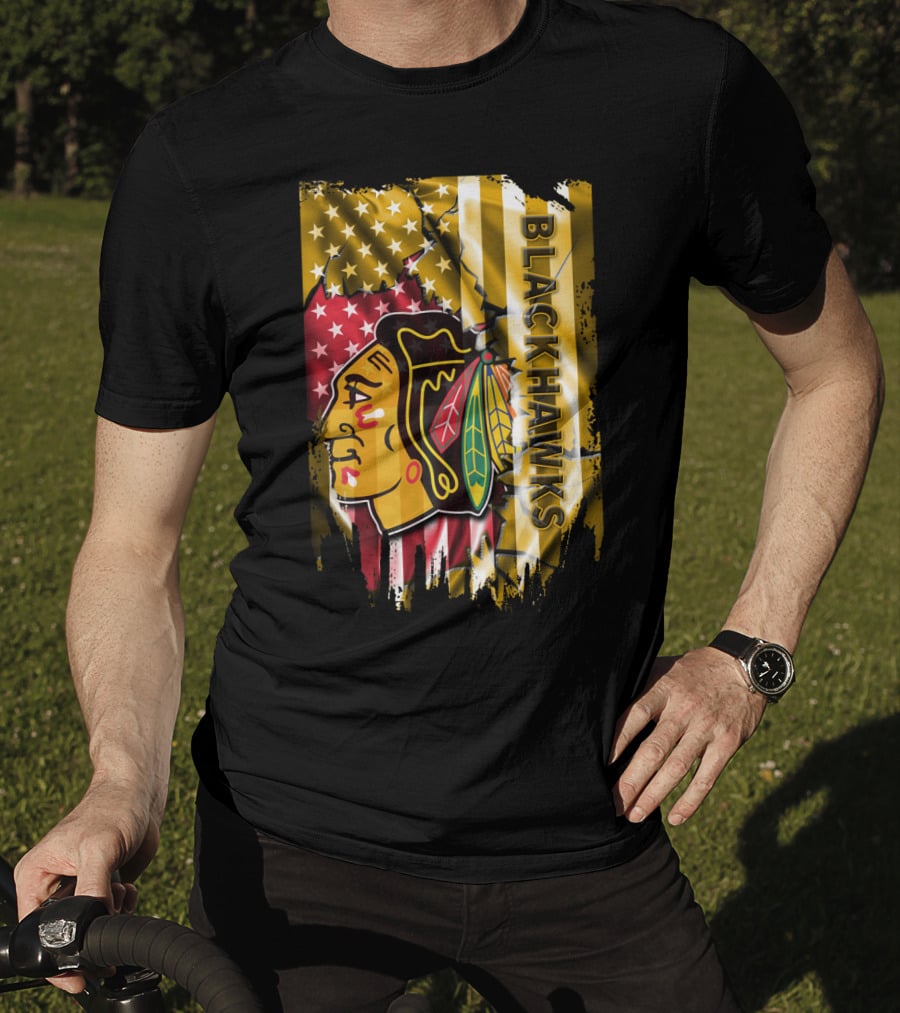 Blackhawks American Flag T-Shirt