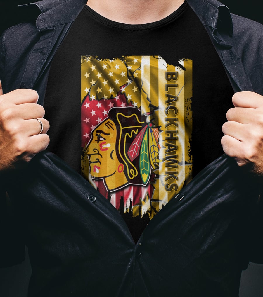 Blackhawks American Flag T-Shirt