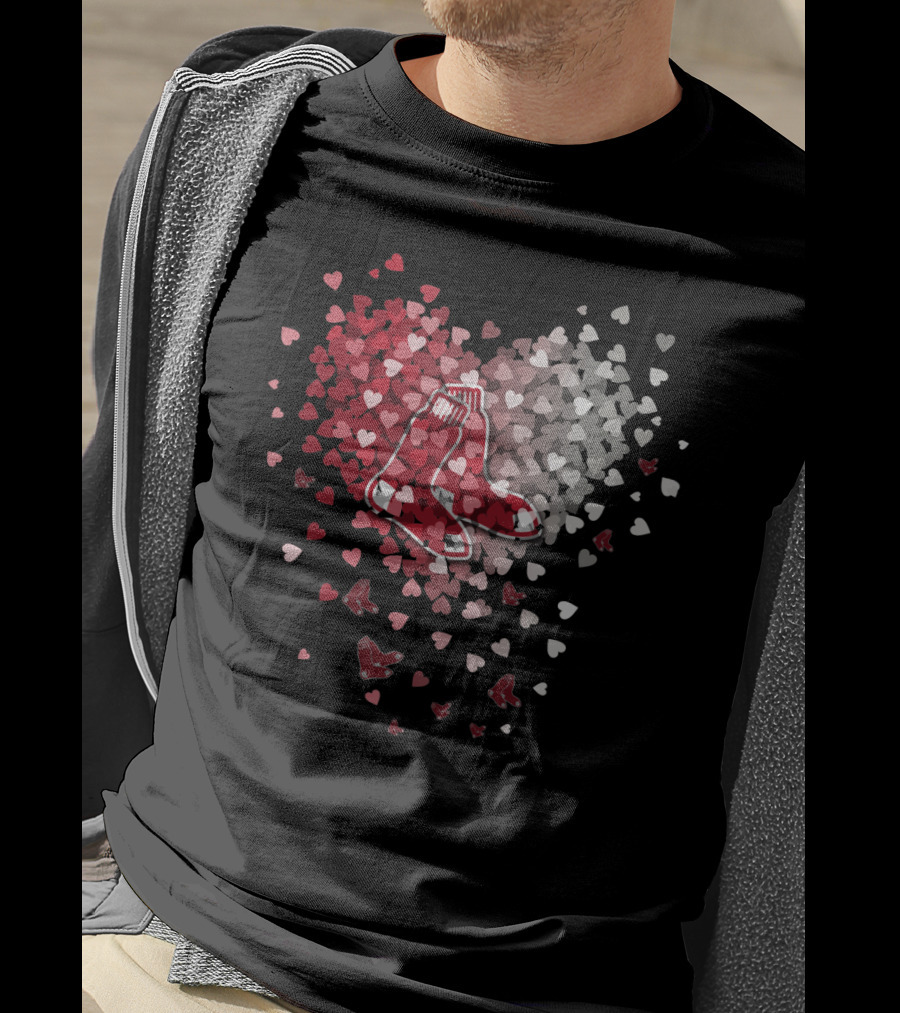 Boston Red Sox Heart Shaped Sox And Hearts T-Shirt