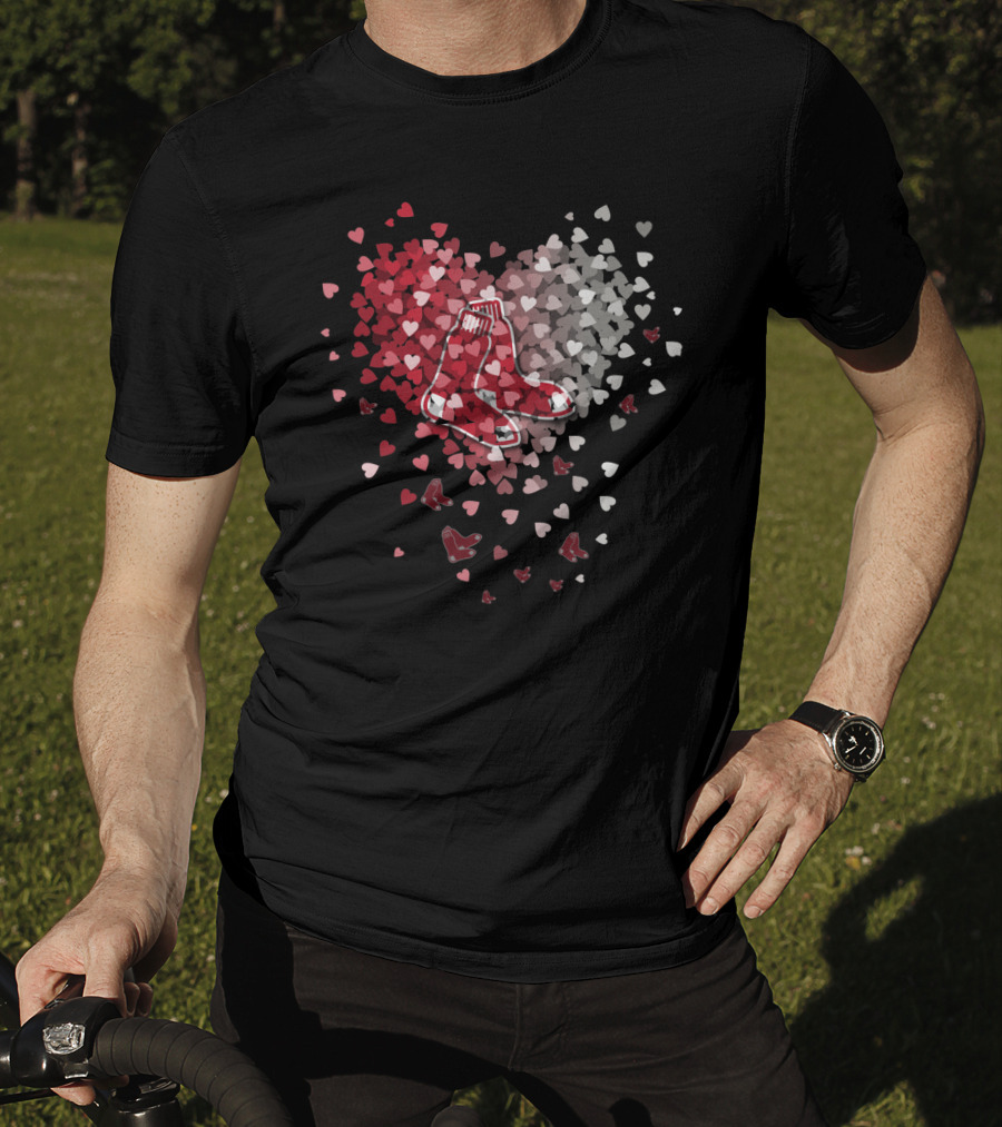 Boston Red Sox Heart Shaped Sox And Hearts T-Shirt