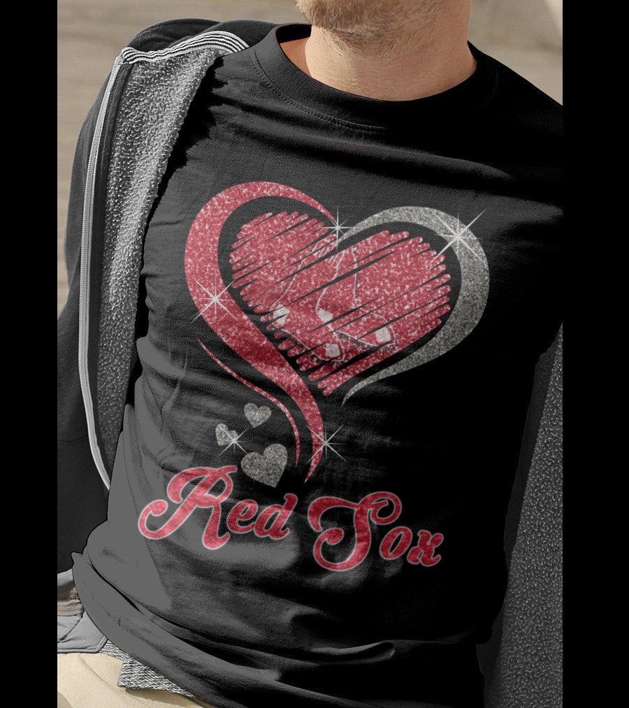 Red Sox Heart Glitter T-Shirt