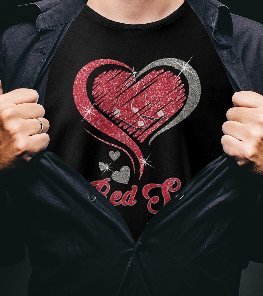 Red Sox Heart Glitter T-Shirt