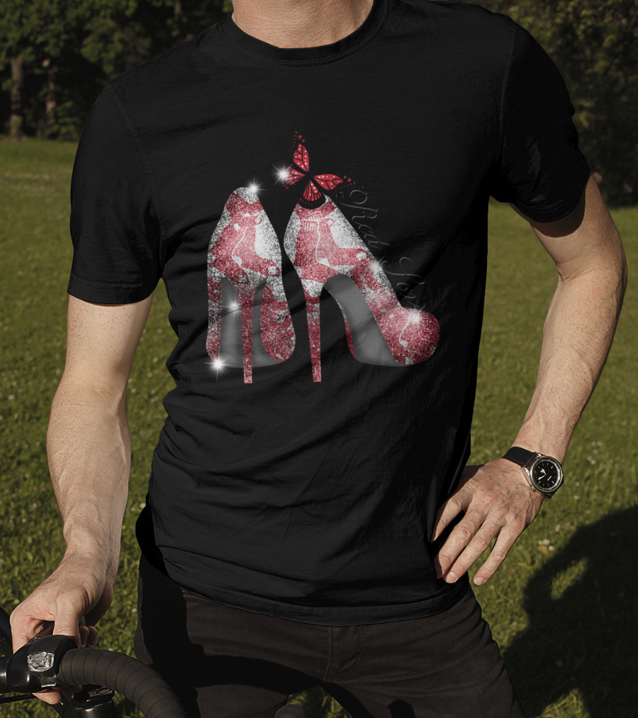 Boston Red Sox High Heels With Butterfly And Socks T-Shirt
