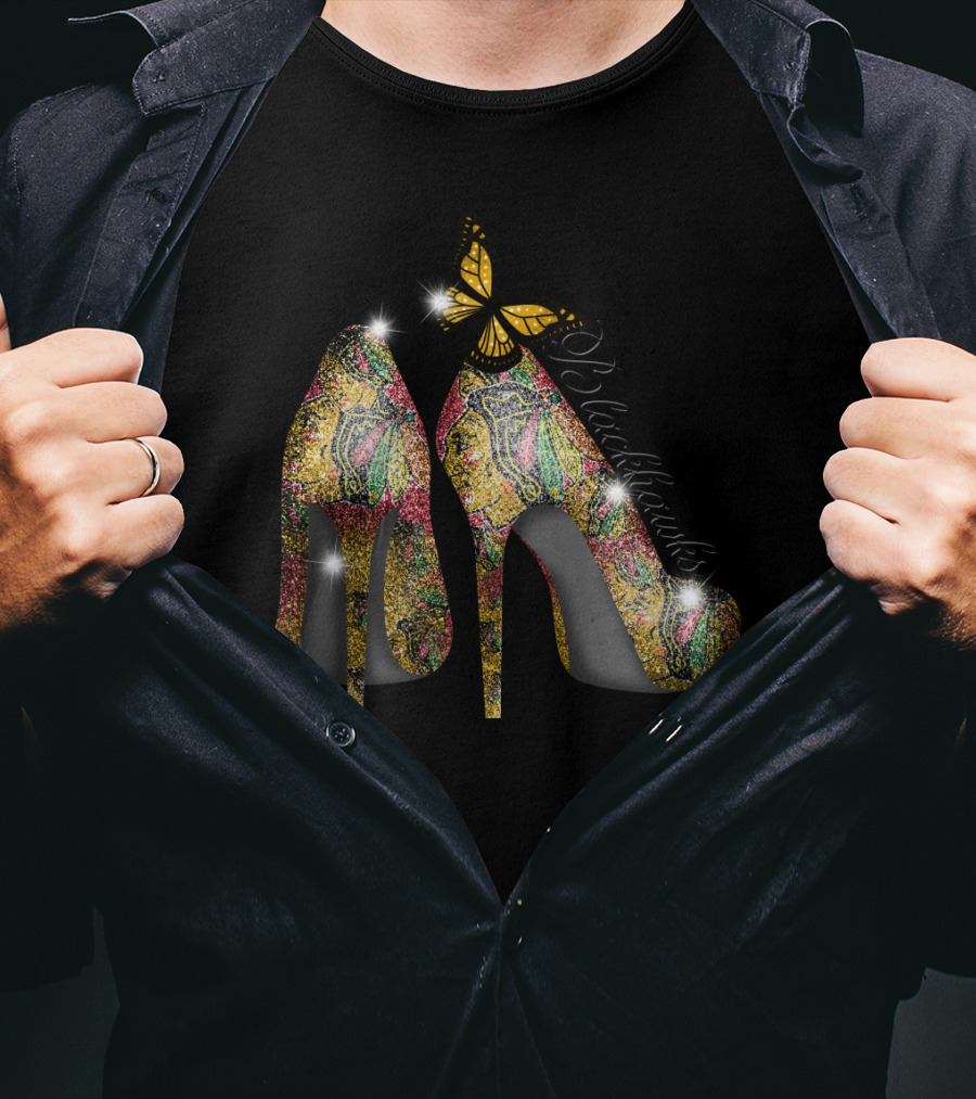 Chicago Blackhawks Heels With Butterfly Embellishment T-Shirt