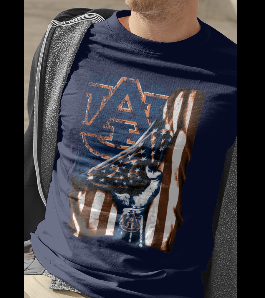 Auburn Tigers American Flag Hand Symbol With Au T-Shirt