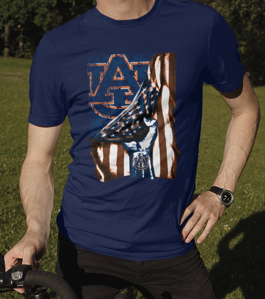 Auburn Tigers American Flag Hand Symbol With Au T-Shirt