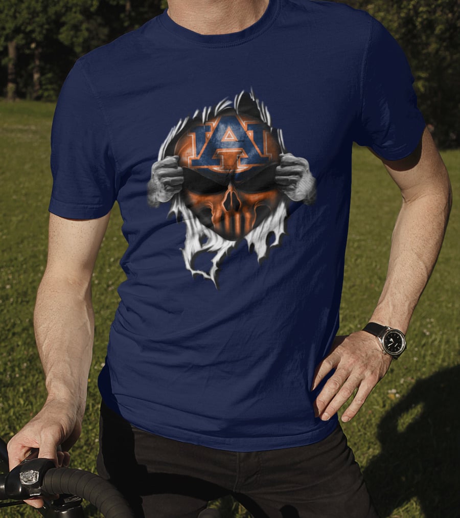 Auburn Tigers Skull Face Peel T-Shirt