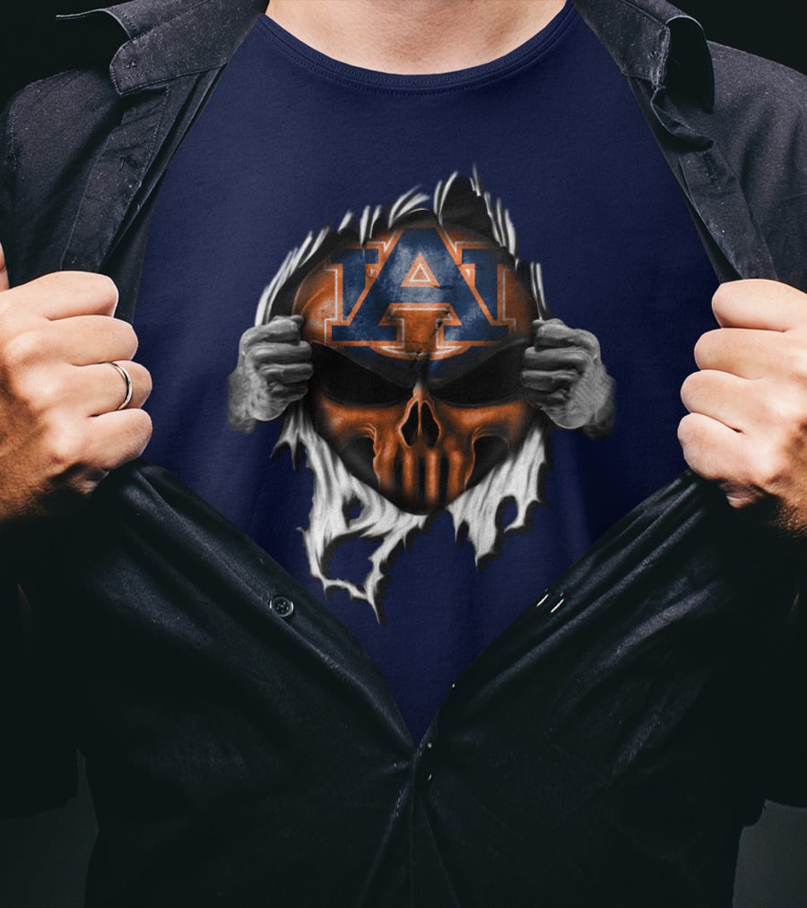 Auburn Tigers Skull Face Peel T-Shirt
