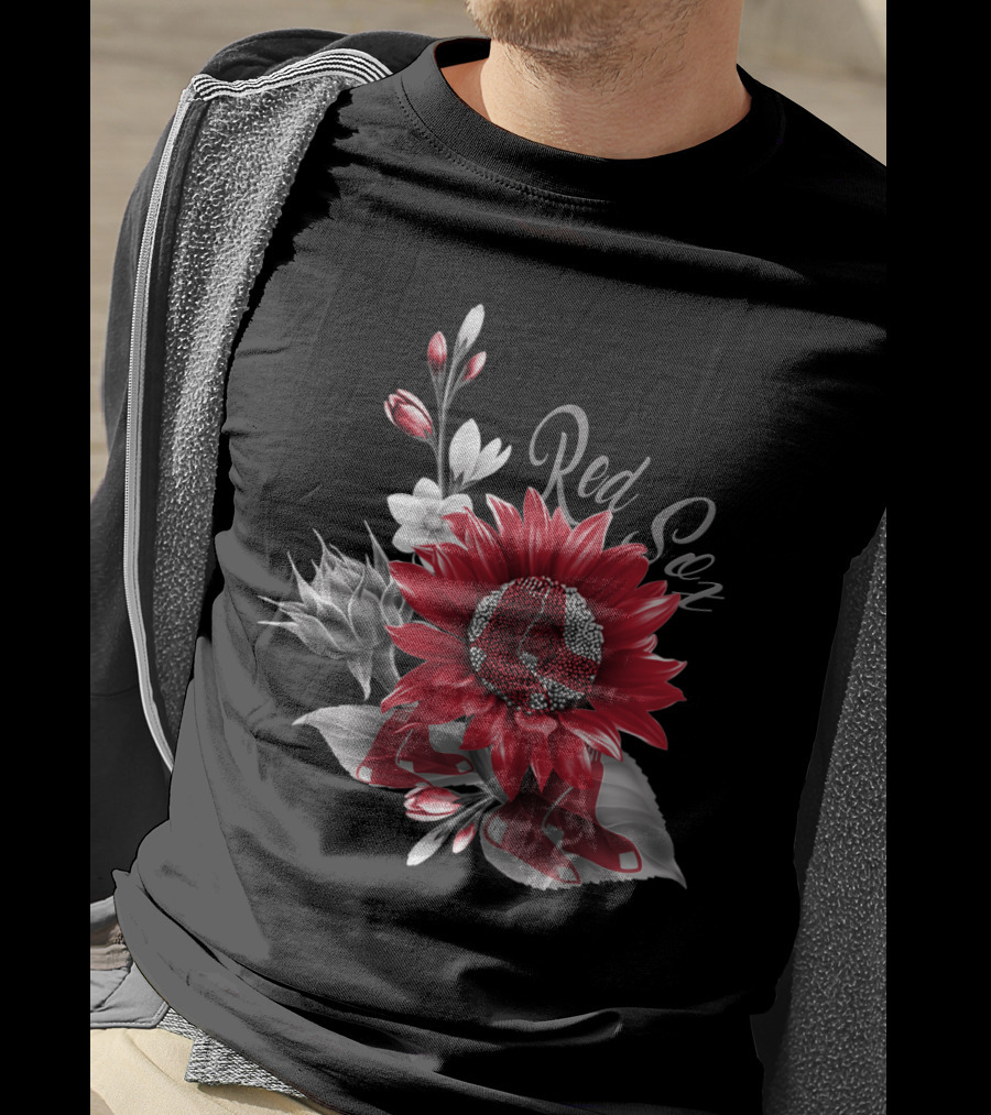Boston Red Sox Red And White Floral T-Shirt