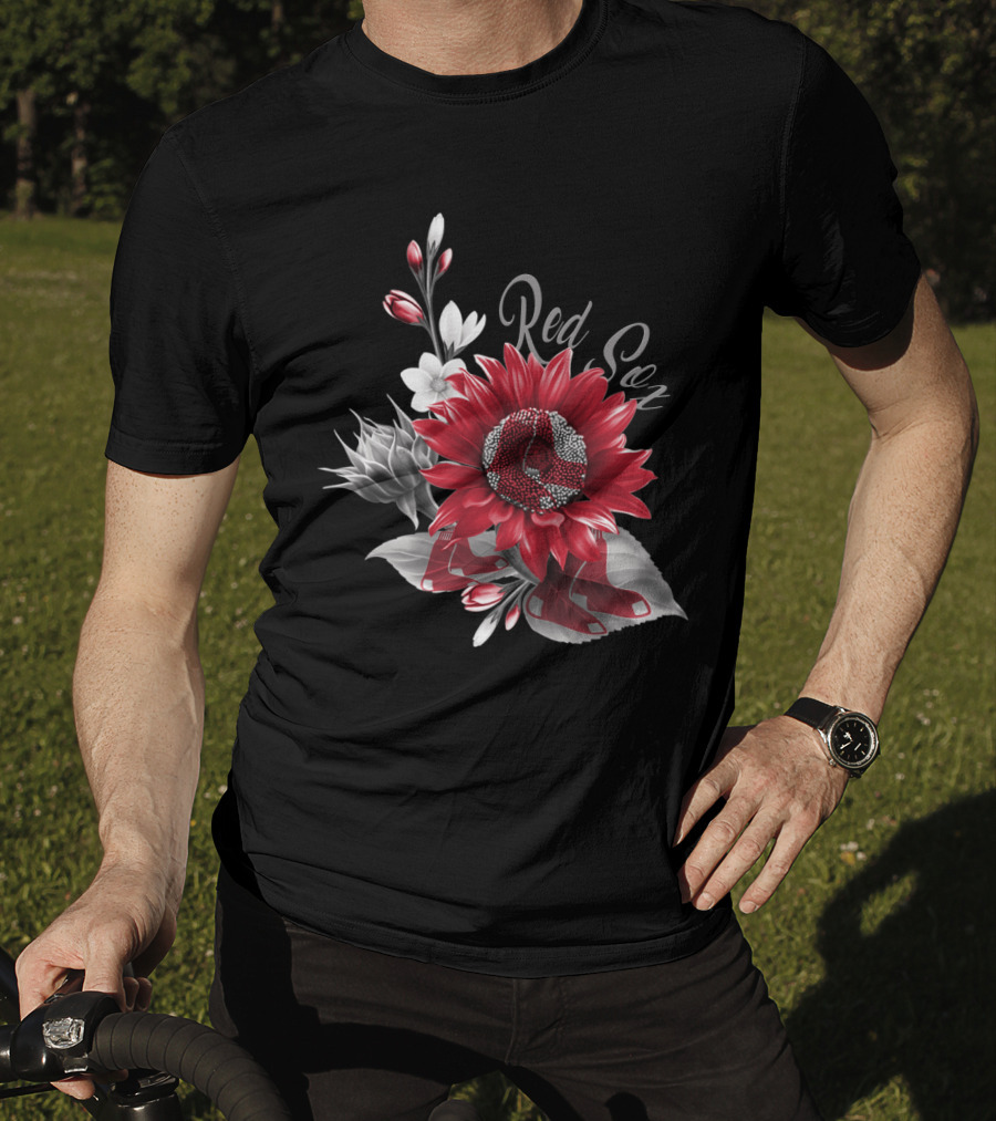 Boston Red Sox Red And White Floral T-Shirt