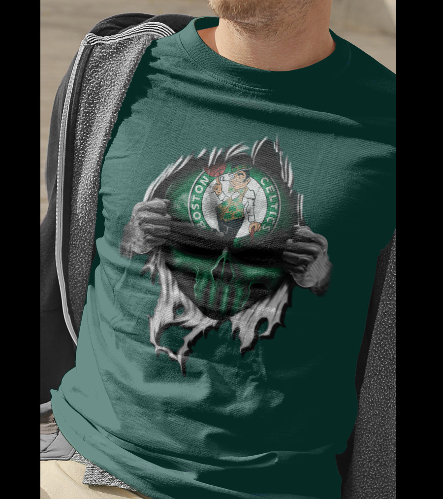 Boston Celtics Skull And Leprechaun Emblem T-Shirt