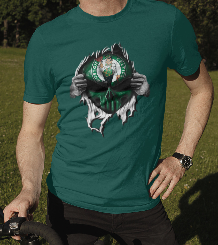 Boston Celtics Skull And Leprechaun Emblem T-Shirt