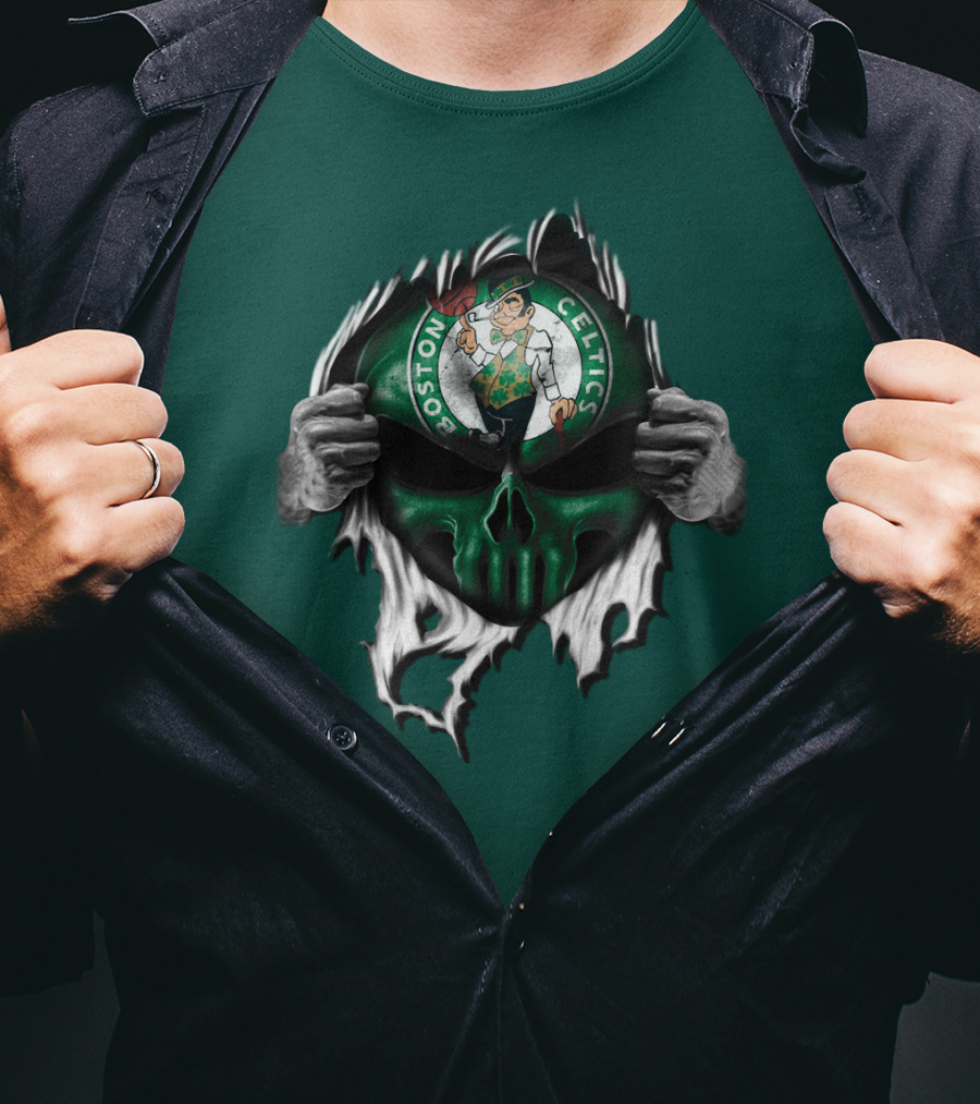 Boston Celtics Skull And Leprechaun Emblem T-Shirt