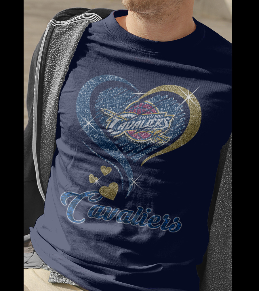 Cleveland Cavaliers Heart Logo Sparkle T-Shirt