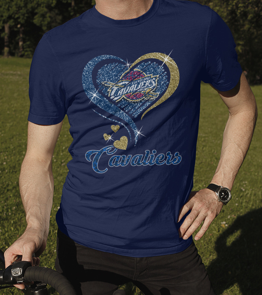 Cleveland Cavaliers Heart Logo Sparkle T-Shirt