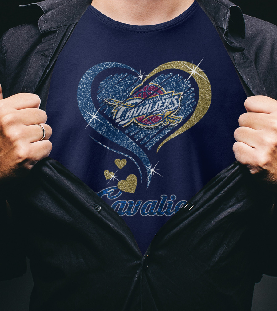 Cleveland Cavaliers Heart Logo Sparkle T-Shirt