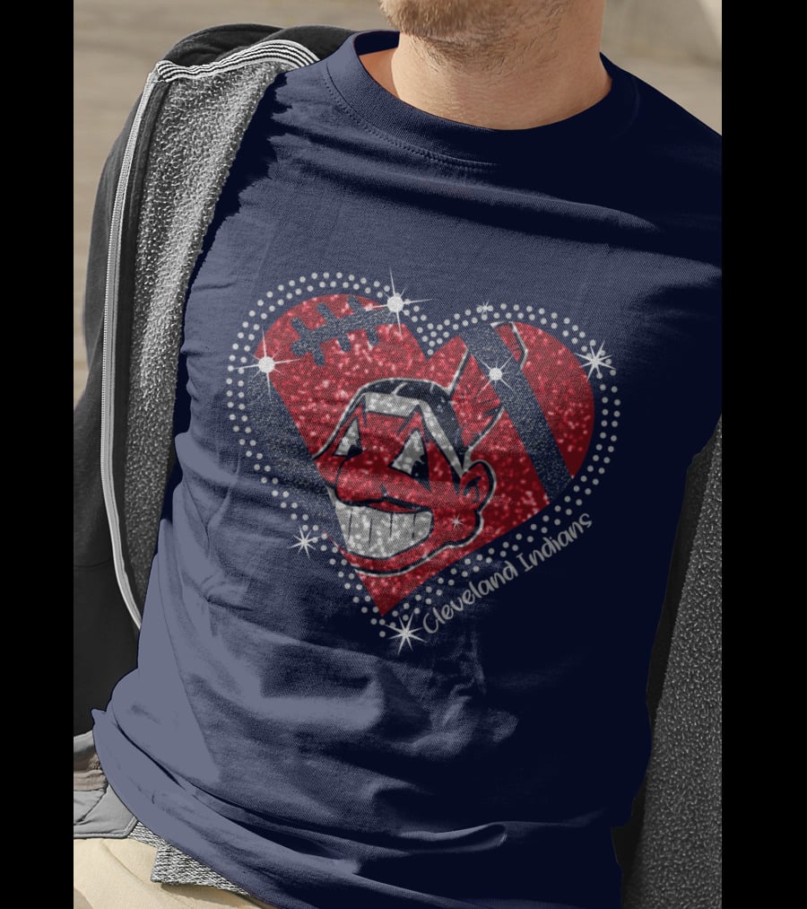 Cleveland Indians Heart Design With Effect T-Shirt