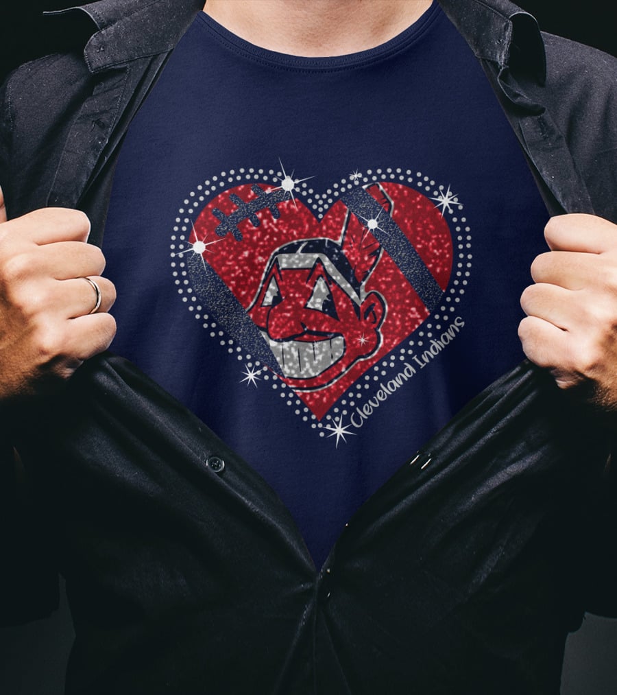 Cleveland Indians Heart Design With Effect T-Shirt