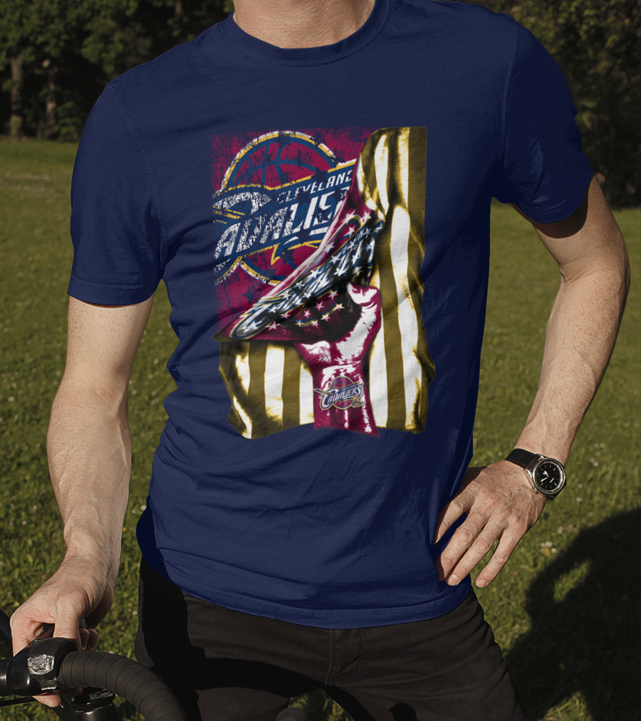 Cleveland Cavaliers American Flag Fist Nba Basketball T-Shirt
