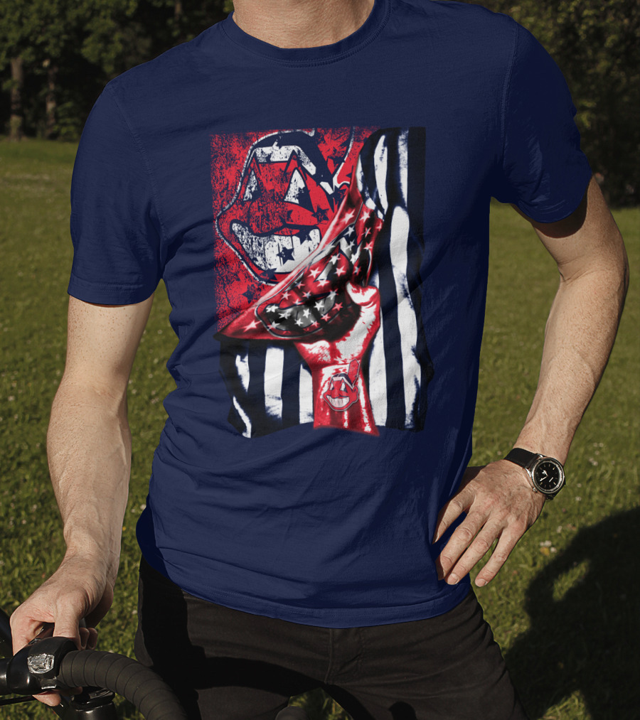 Cleveland Indians Pride American Flag Baseball Team Spirit T-Shirt