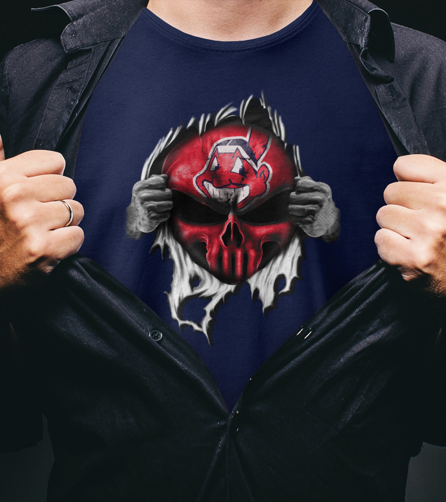 Cleveland Indians Skull Mask Ripping T-Shirt