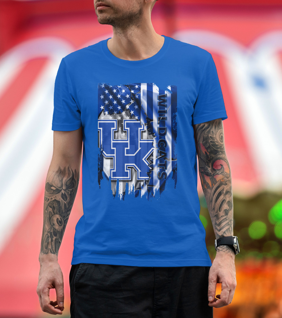 Kentucky Wildcats American Flag Tribute Uk T-Shirt