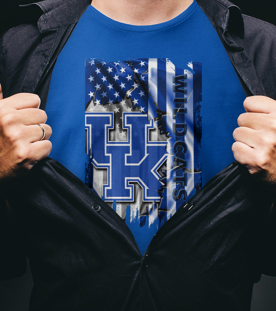 Kentucky Wildcats American Flag Tribute Uk T-Shirt