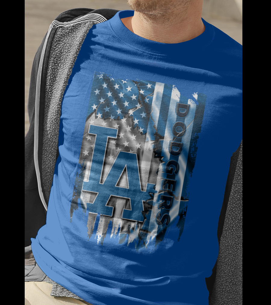 La Dodgers American Flag Blue T-Shirt