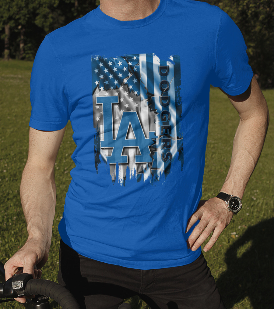 La Dodgers American Flag Blue T-Shirt