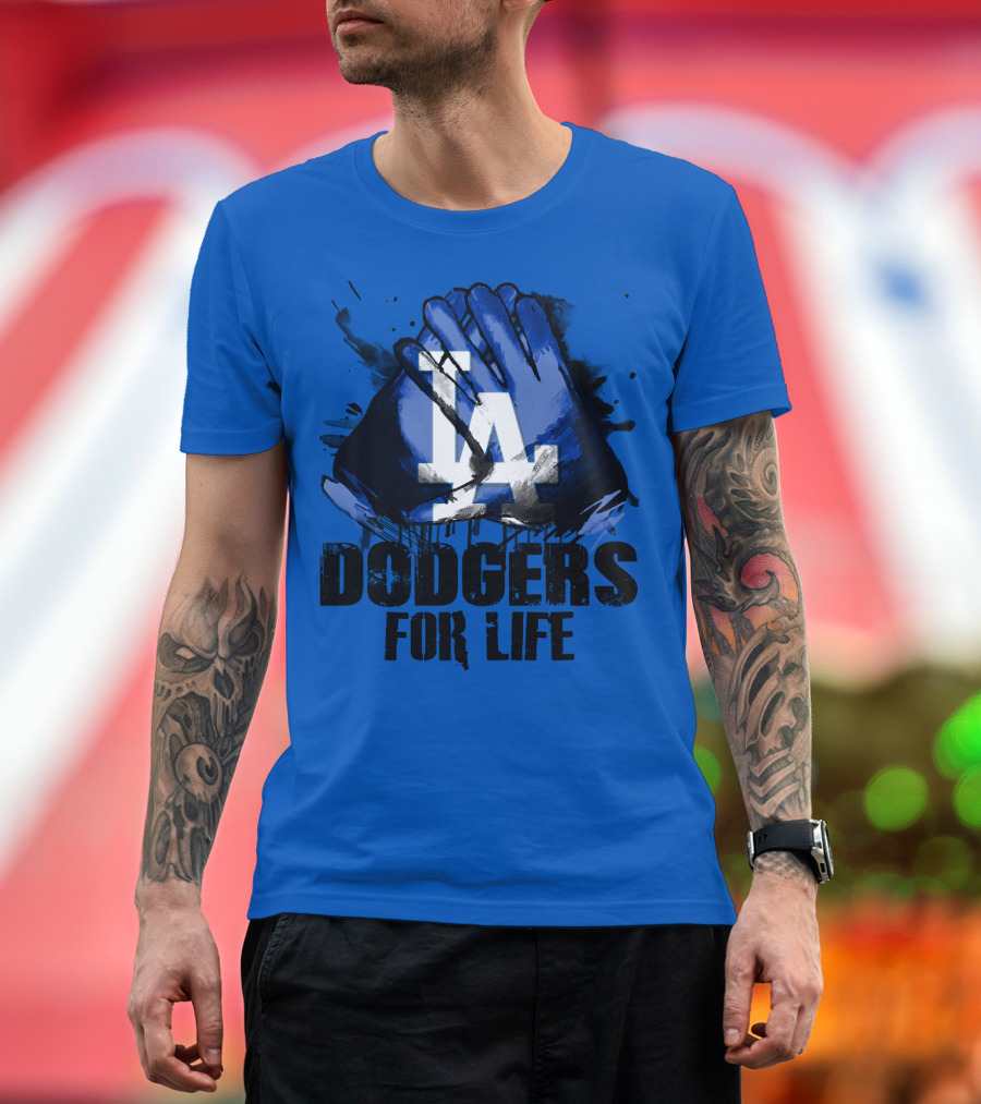 La Dodgers For Life Blue Graphic Featuring Iconic Logo With Hands T-Shirt
