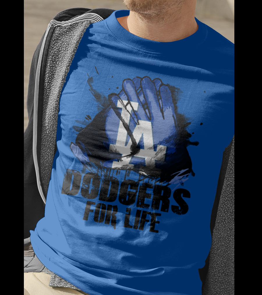La Dodgers For Life Blue Graphic Featuring Iconic Logo With Hands T-Shirt