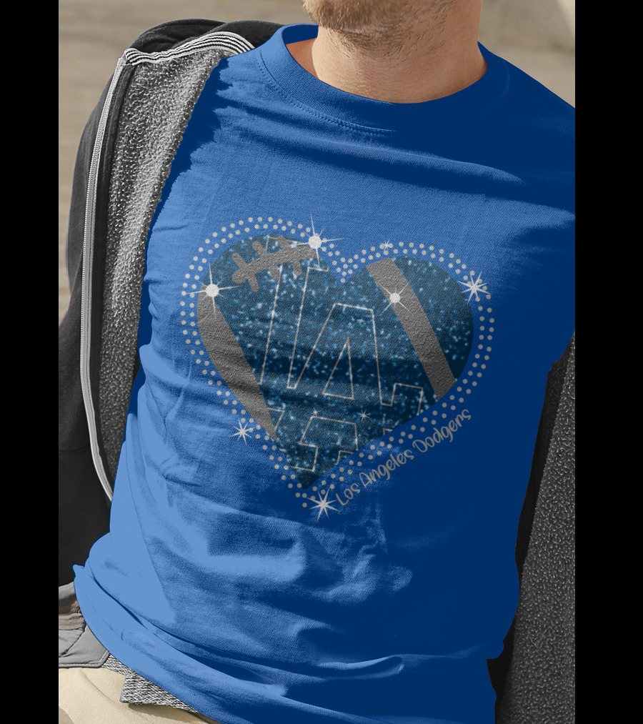 Los Angeles Dodgers Heart Sparkle La Football Stars T-Shirt