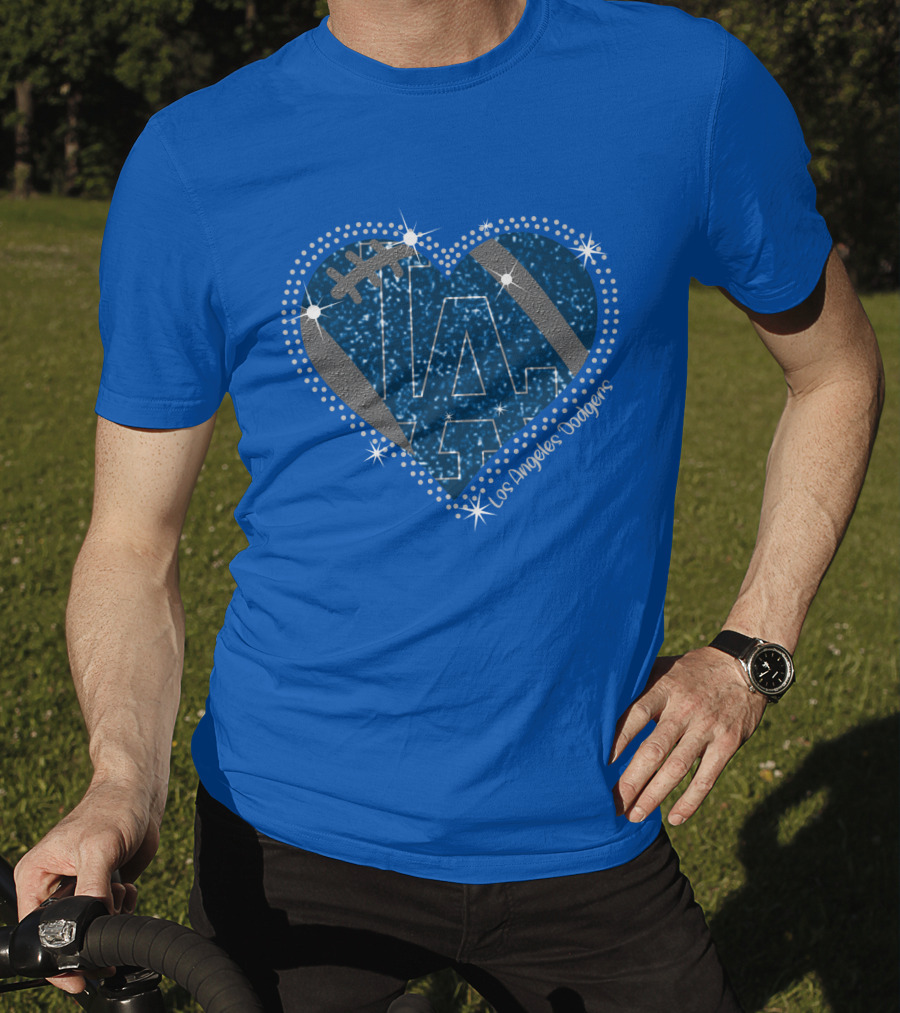 Los Angeles Dodgers Heart Sparkle La Football Stars T-Shirt