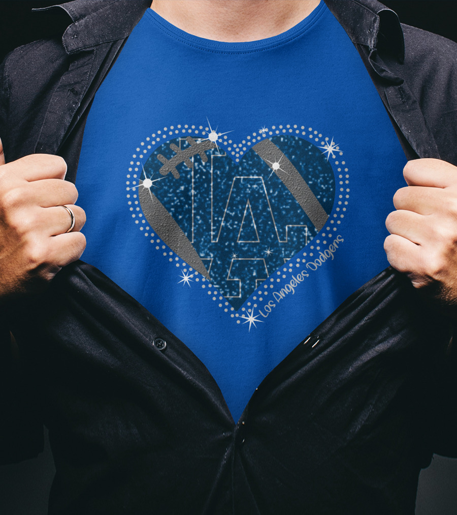 Los Angeles Dodgers Heart Sparkle La Football Stars T-Shirt