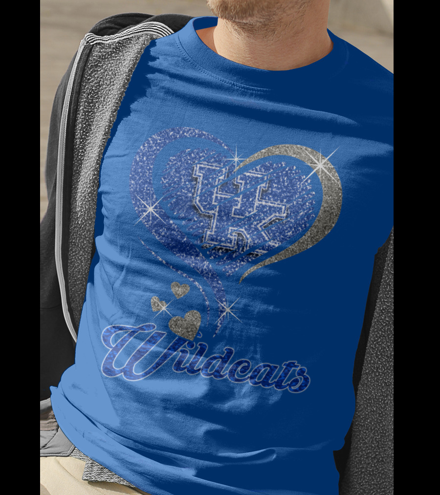 Uk Wildcats Heart Shaped Glitter T-Shirt