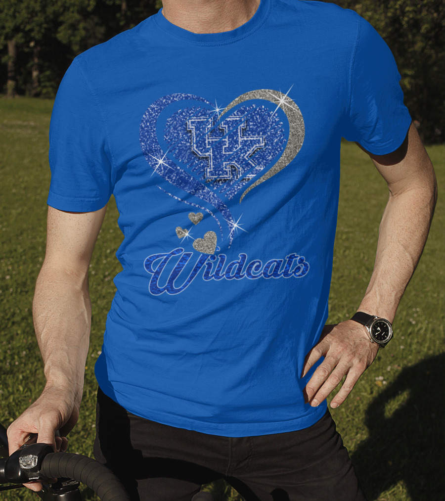 Uk Wildcats Heart Shaped Glitter T-Shirt