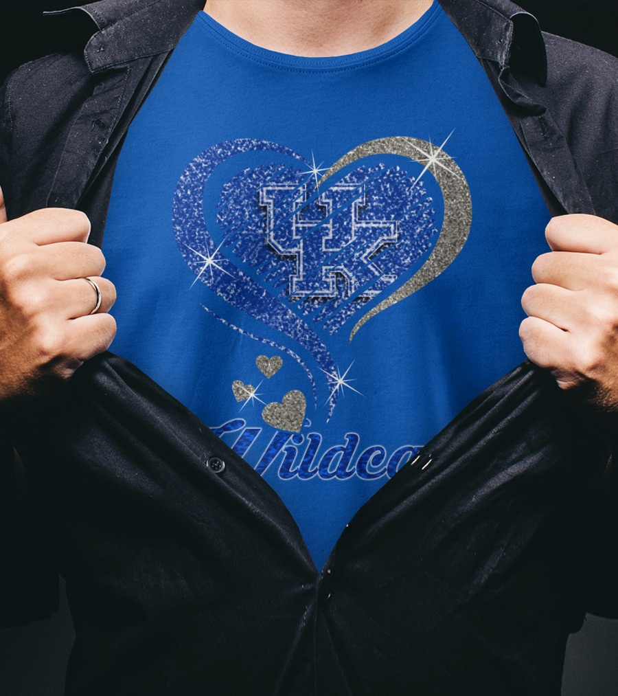 Uk Wildcats Heart Shaped Glitter T-Shirt