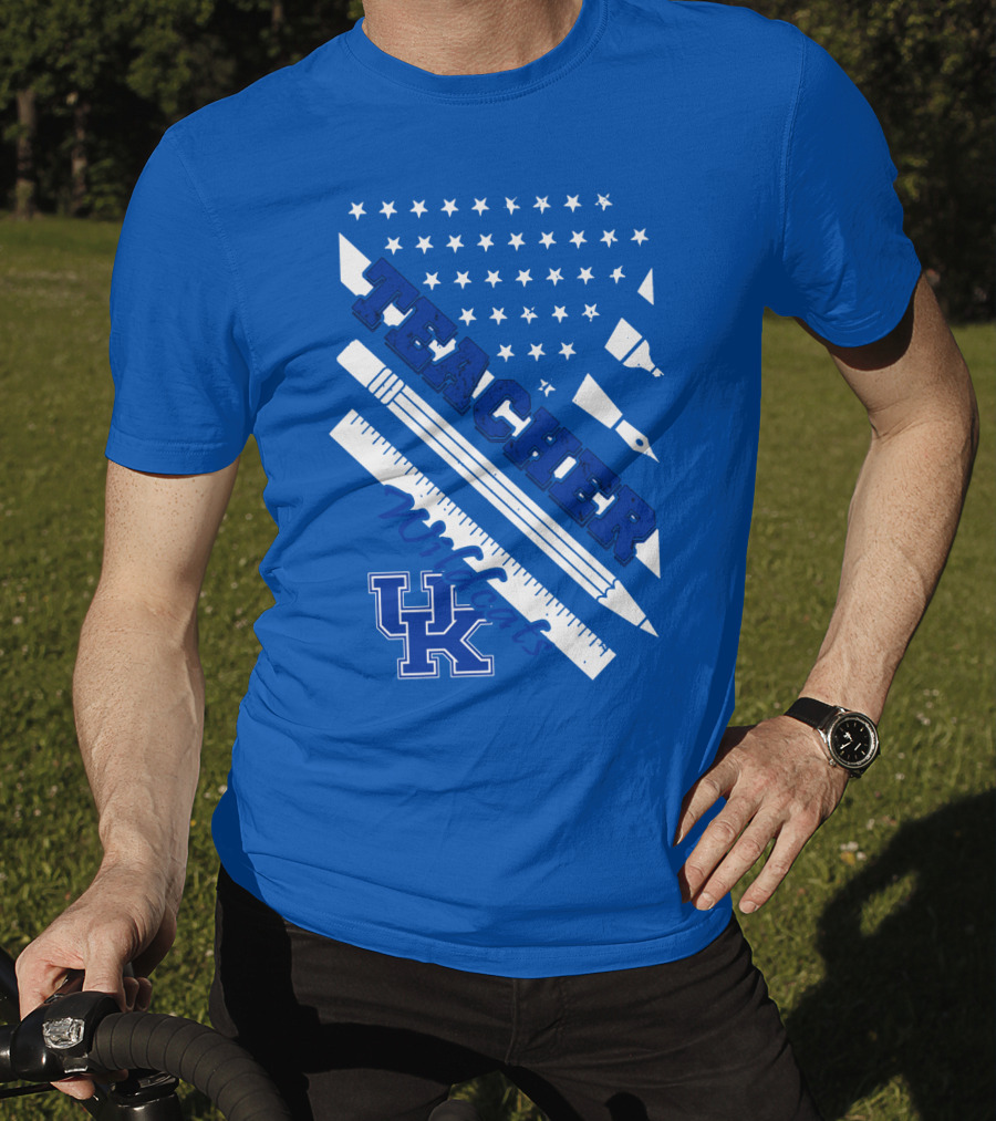 Teacher Wildcats Uk Logo With Stars And Pencils T-Shirt