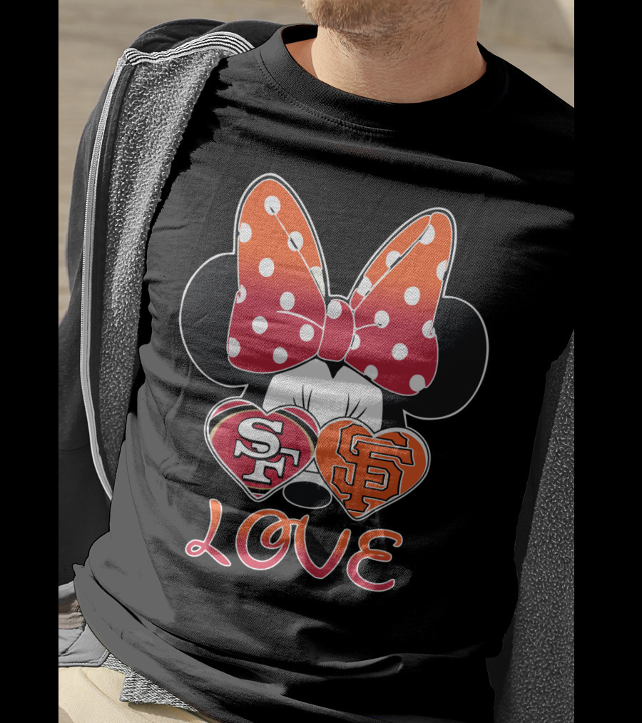 Minnie Mouse Love Sf 49ers Giants Hearts T-Shirt