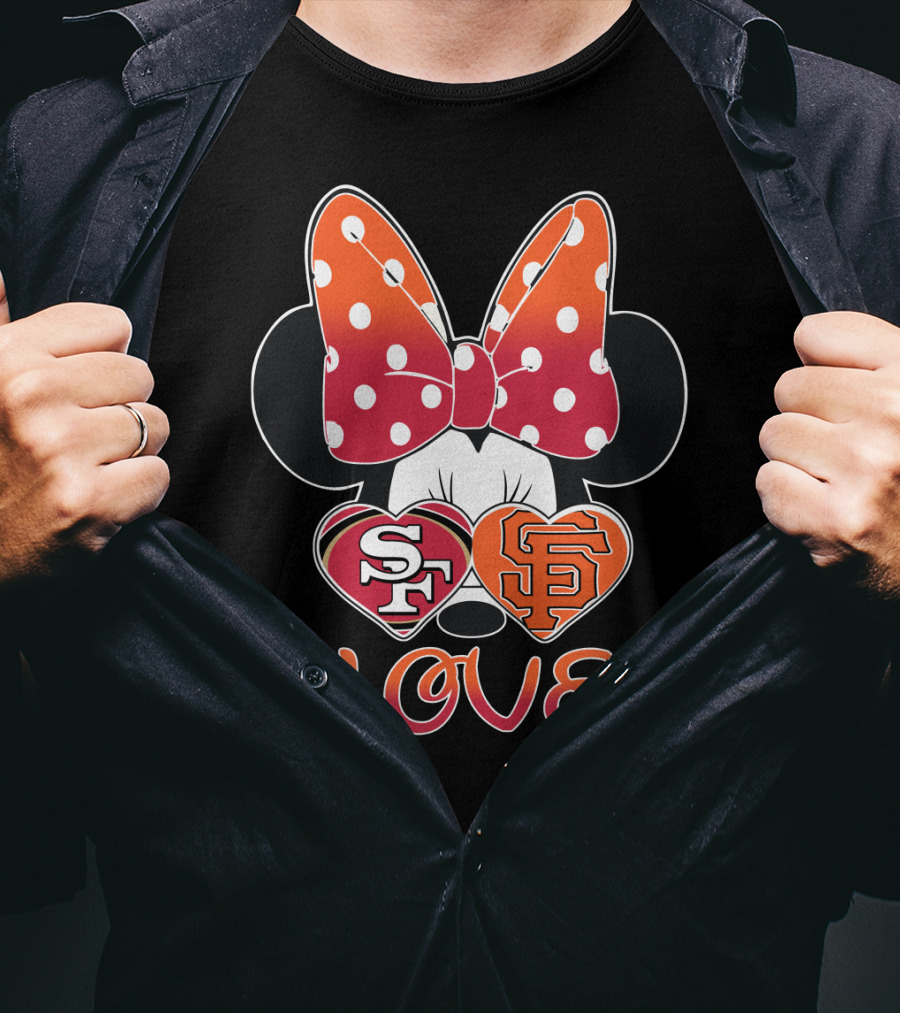 Minnie Mouse Love Sf 49ers Giants Hearts T-Shirt