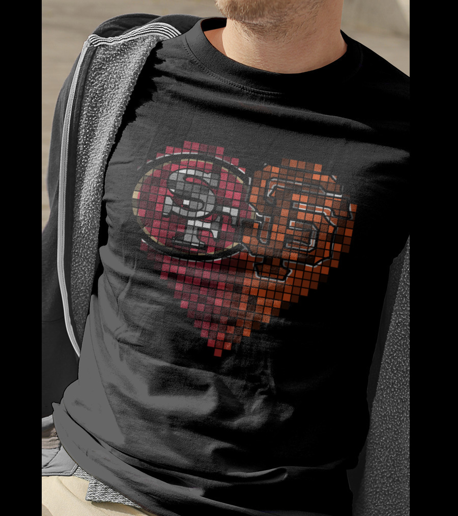 Ttr 003 Sf Giants 49ers Heart Pixel Art T-Shirt