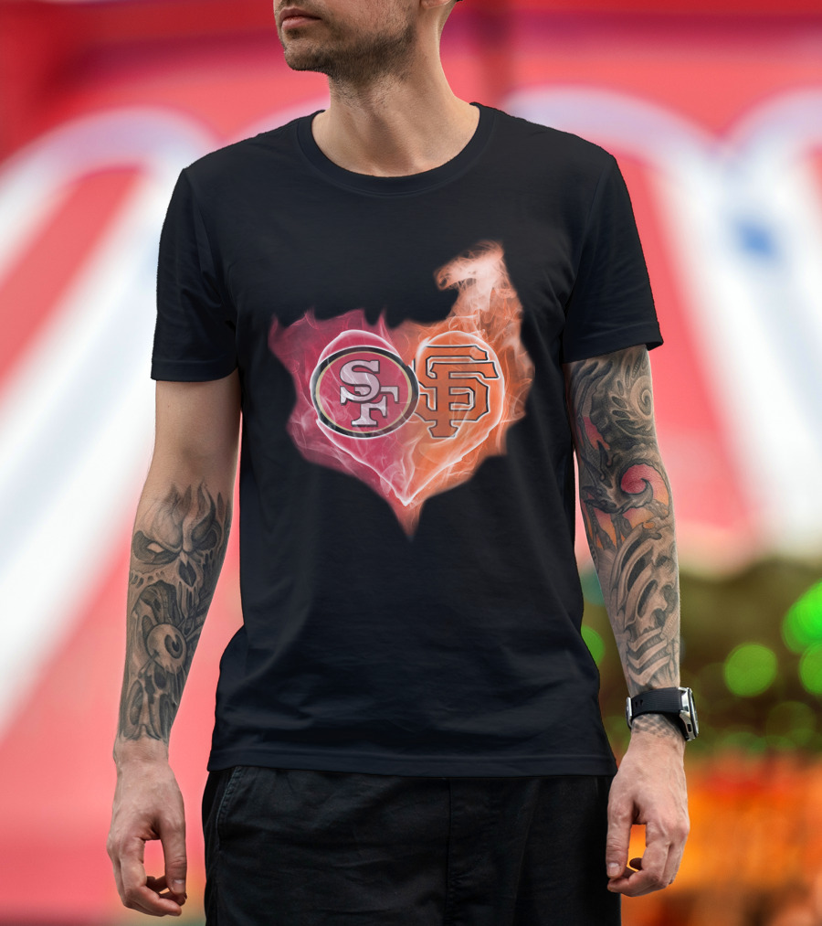 San Francisco 49ers Giants Heart Flame Combo T-Shirt