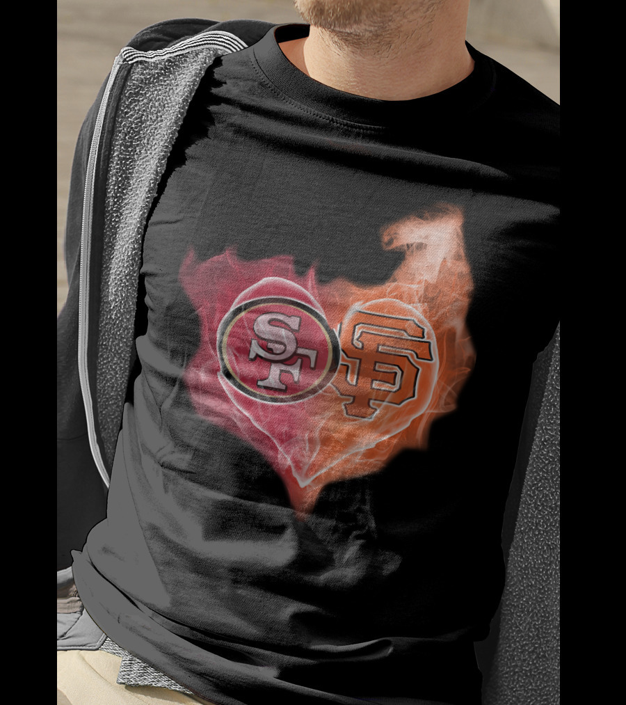 San Francisco 49ers Giants Heart Flame Combo T-Shirt