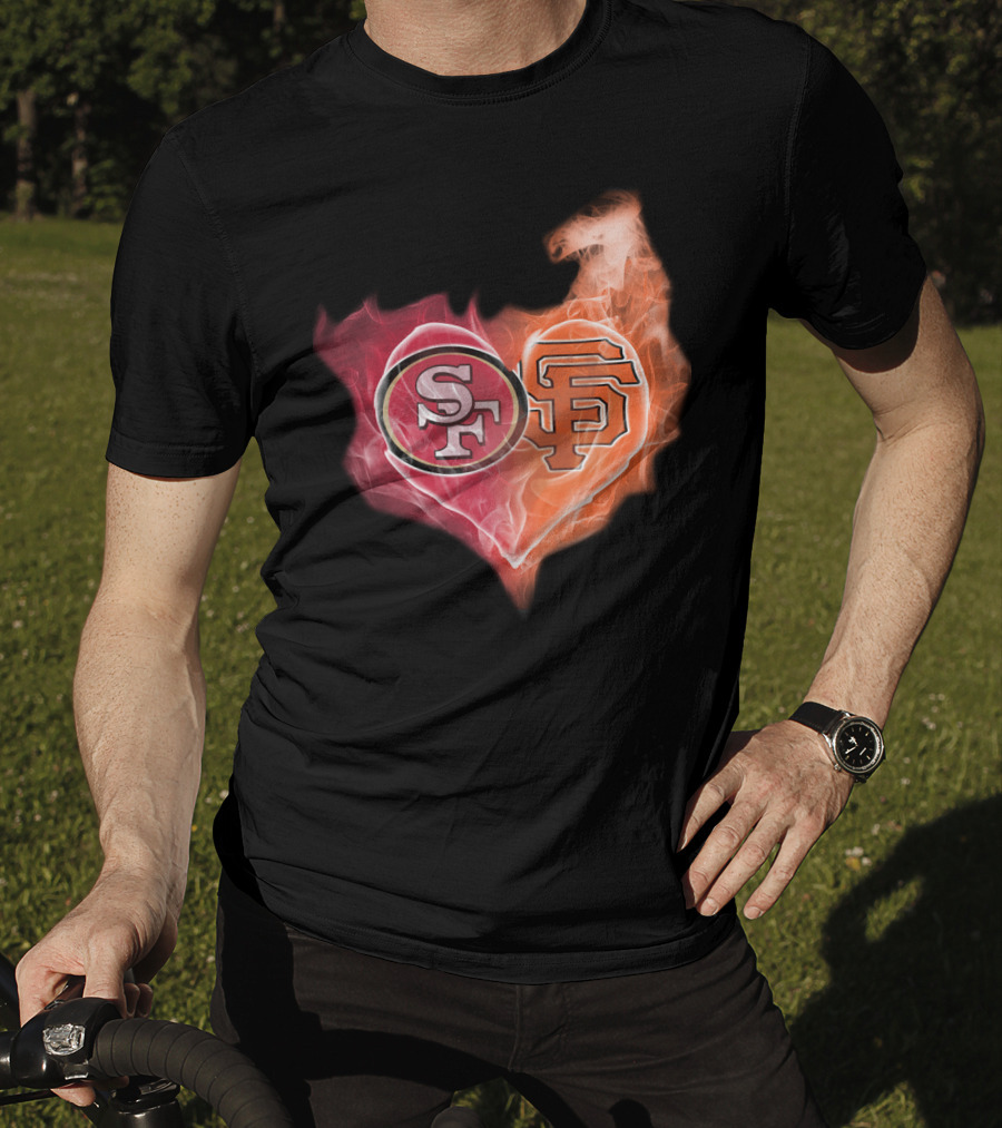 San Francisco 49ers Giants Heart Flame Combo T-Shirt