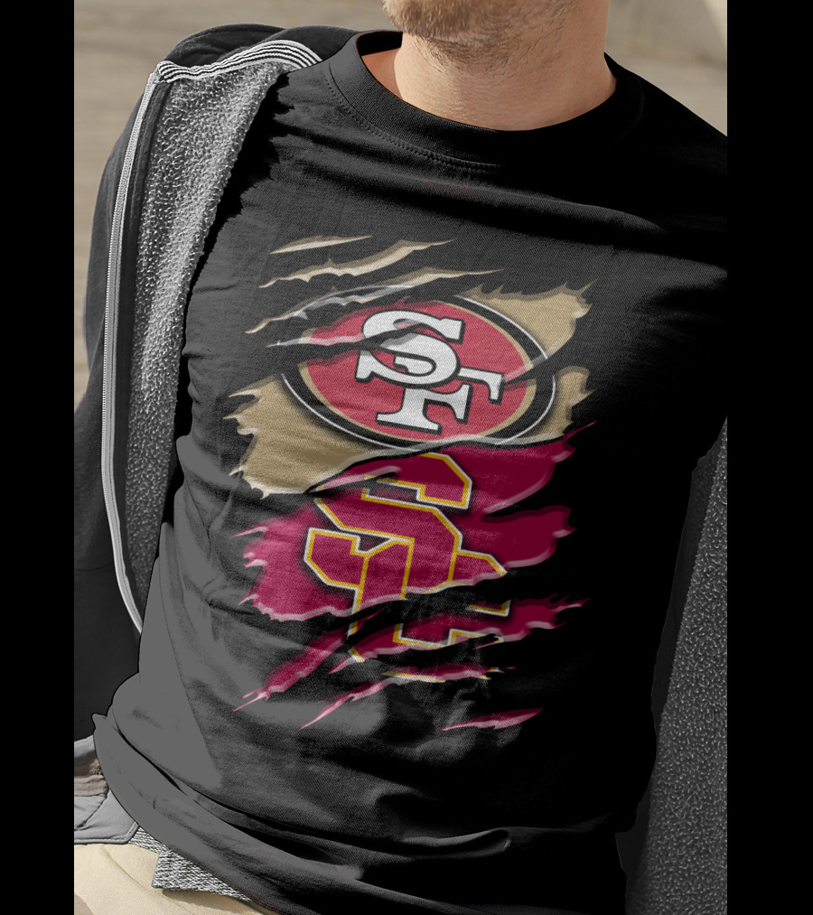 San Francisco 49ers USC Trojans Chest Rip T-Shirt
