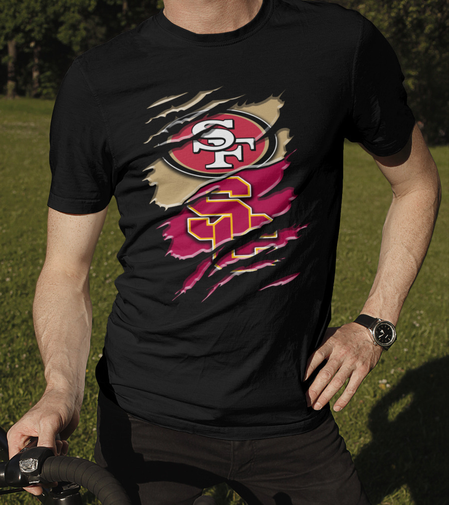 San Francisco 49ers USC Trojans Chest Rip T-Shirt